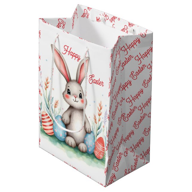 Cute Easter Bunny And Eggs Popular Collection Medium Gift Bag (Front Angled)