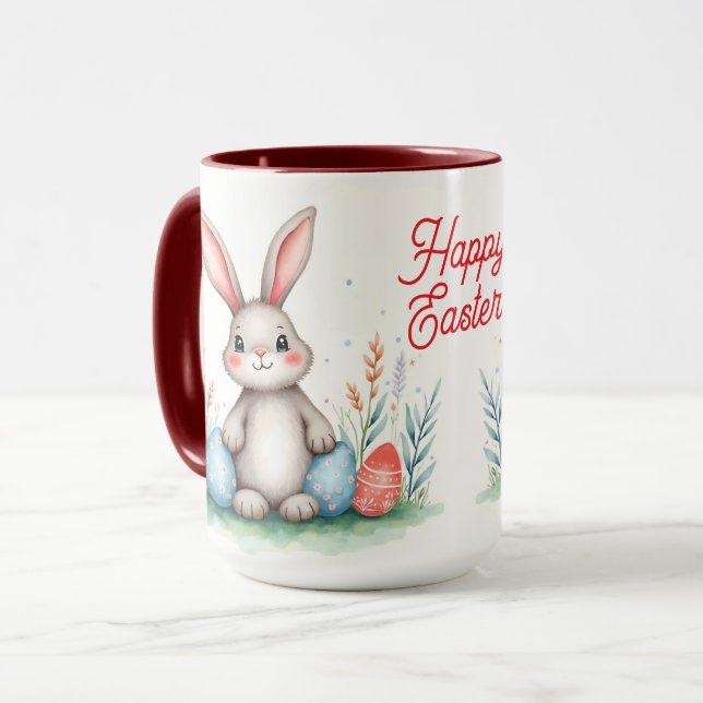 Cute Easter Bunny And Eggs Popular Collection Mug (Front Left)