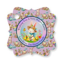 Cute Easter Bunny and Happy Spring Flowers Holiday