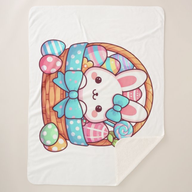 Cute, Easter bunny bakset Sherpa Blanket (Front)