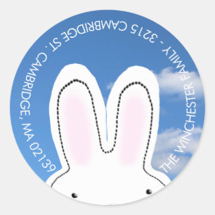 Cute Easter bunny black hole fun address Classic Round Sticker