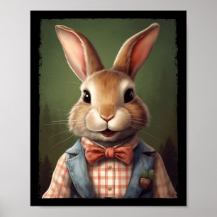 Cute Easter Bunny Bow Tie Rabbit Happy Easter Boys Poster