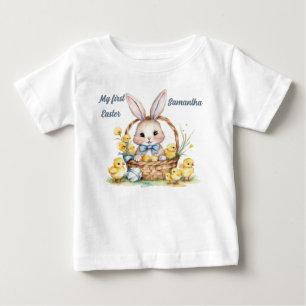 Cute Easter Bunny & Chicks. First Easter. Editable Baby T-Shirt