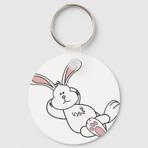 Cute Easter Bunny Chilling out Keychain