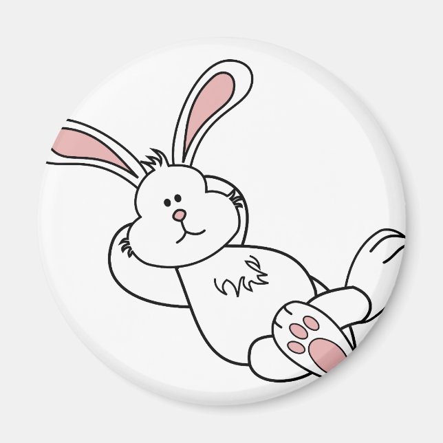 Cute Easter Bunny Chilling out Magnet (Front)