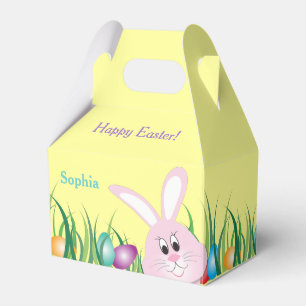 Cute Easter Bunny & Colored Eggs Personalized Favor Box