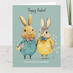 Cute Easter bunny couple Card