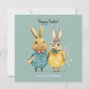 Cute Easter bunny couple  Holiday Card