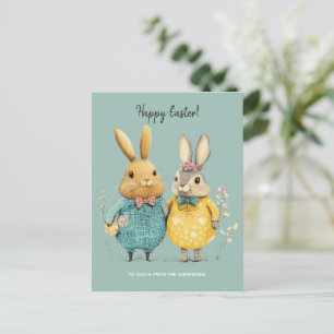 Cute Easter bunny couple  Holiday Postcard