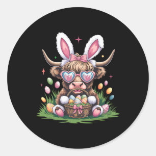 Cute Easter Bunny Cow Design Cow Lover Funny Classic Round Sticker