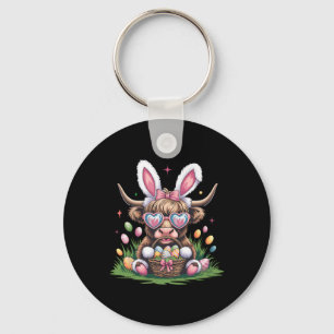 Cute Easter Bunny Cow Design Cow Lover Funny Keychain