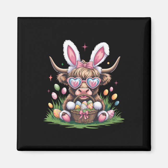 Cute Easter Bunny Cow Design Cow Lover Funny  Magnet (Front)
