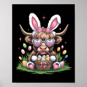 Cute Easter Bunny Cow Design Cow Lover Funny Poster