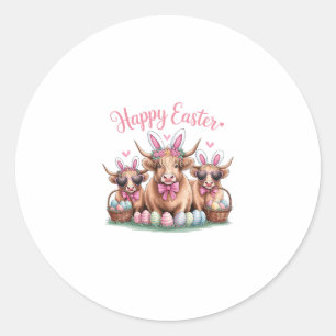 Cute Easter Bunny Cow Design Funny Cows Lover  Classic Round Sticker