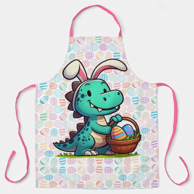 Cute, Easter bunny dinosaur Apron (Front)