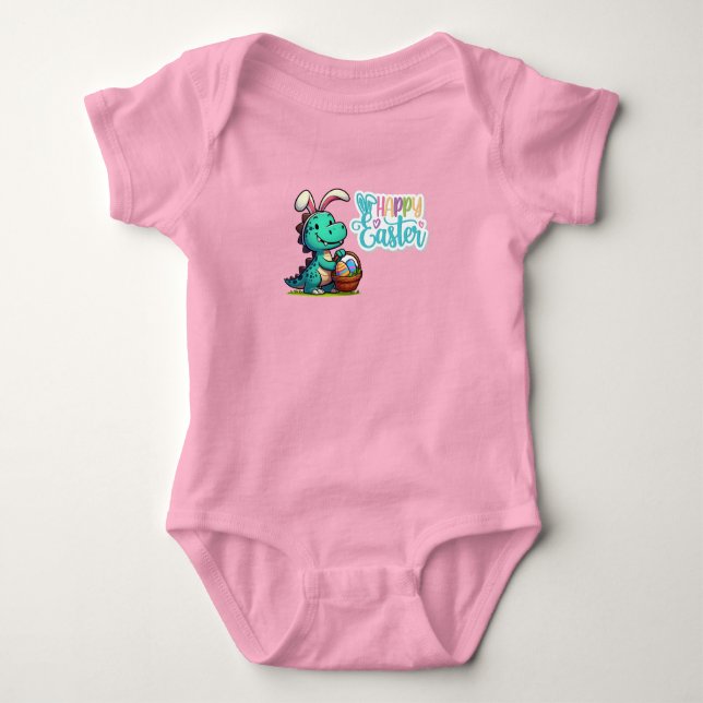 Cute, Easter bunny dinosaur Baby Bodysuit (Front)