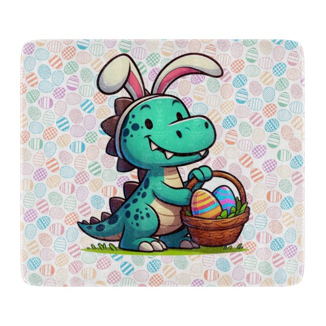 Cute, Easter bunny dinosaur Cutting Board (Front)