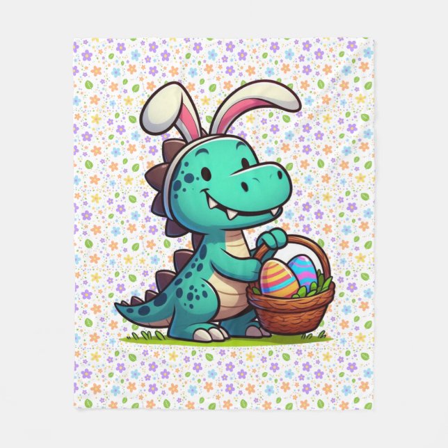 Cute, Easter bunny dinosaur Fleece Blanket (Front)