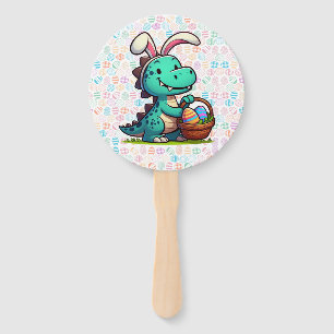 Cute, Easter bunny dinosaur Hand Fan