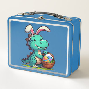 Cute, Easter bunny dinosaur Metal Lunch Box