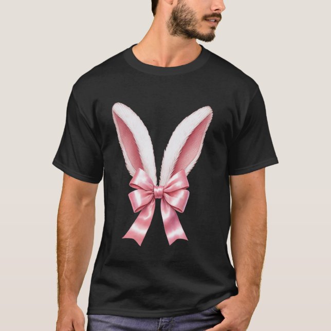 Cute Easter Bunny Ears Coquette Easter Day T-Shirt (Front)