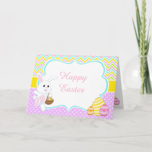 Cute Easter Bunny Easter Egg Hunt Thank You Holiday Card