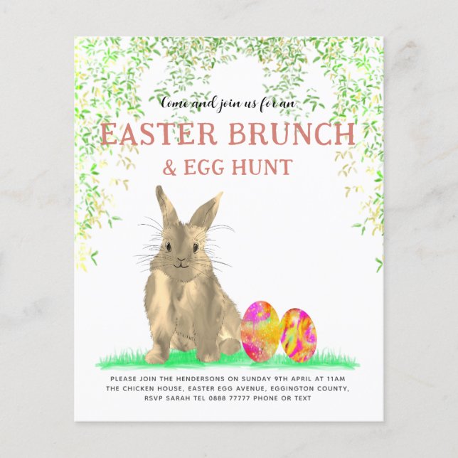 Cute Easter Bunny Egg Hunt and Brunch Flyer (Front)