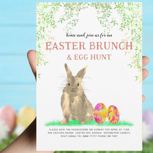 Cute Easter Bunny Egg Hunt and Brunch Invitation