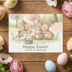 Cute Easter Bunny Egg Hunt & Picnic Holiday Card