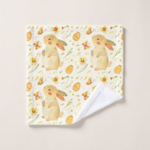 Cute Easter Bunny Eggs Pattern Gift, Happy Easter Wash Cloth