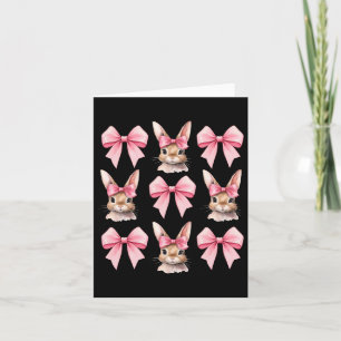 Cute Easter Bunny Face Coquette Bow Easter Day Gir Card