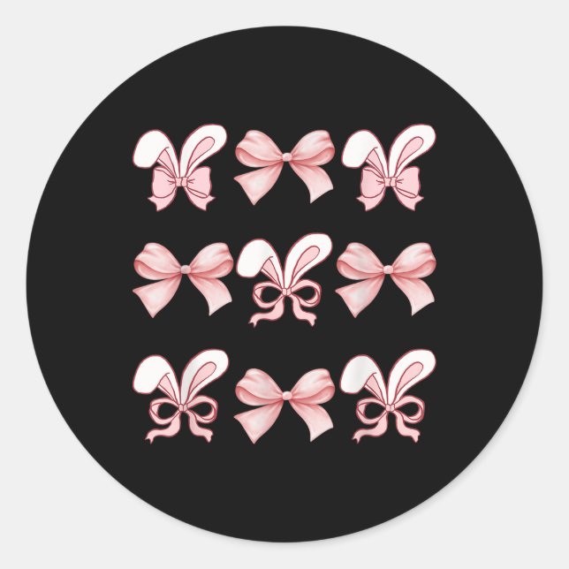 Cute Easter Bunny Face Coquette Bow Easter Day Gir Classic Round Sticker (Front)