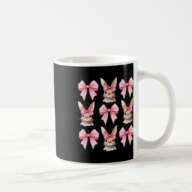 Cute Easter Bunny Face Coquette Bow Easter Day Gir Coffee Mug (Right)
