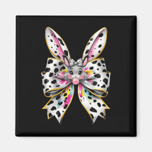 Cute Easter Bunny Face Coquette Bow Easter Day Gir Magnet