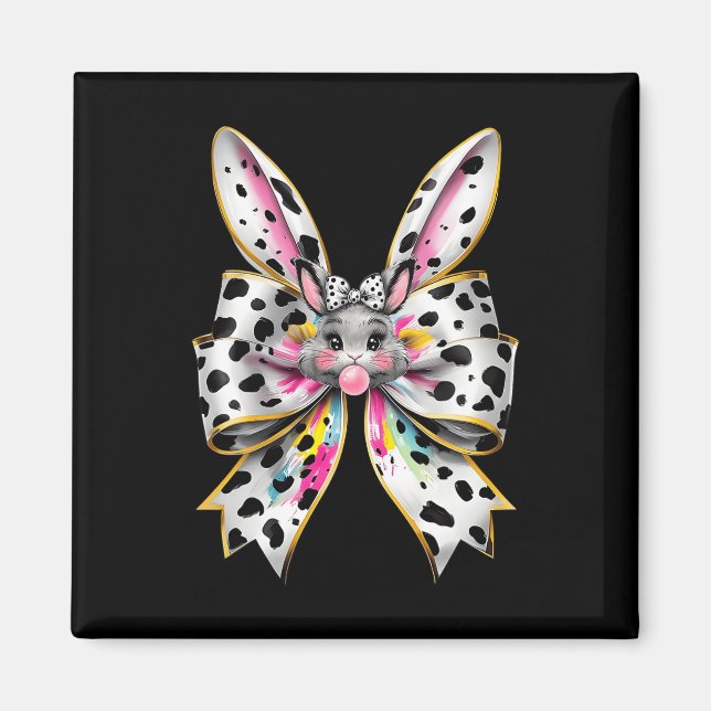 Cute Easter Bunny Face Coquette Bow Easter Day Gir Magnet (Front)