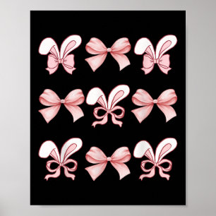 Cute Easter Bunny Face Coquette Bow Easter Day Gir Poster