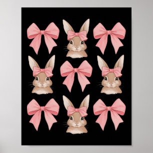 Cute Easter Bunny Face Coquette Bow Easter Day Gir Poster