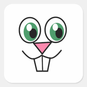 Cute Easter Bunny Face Square Sticker