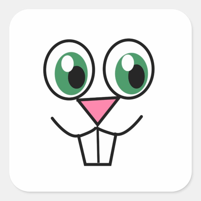Cute Easter Bunny Face Square Sticker (Front)