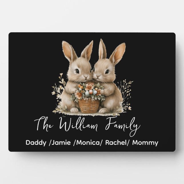 Cute Easter Bunny Family Plaque – Personalized  (Front)