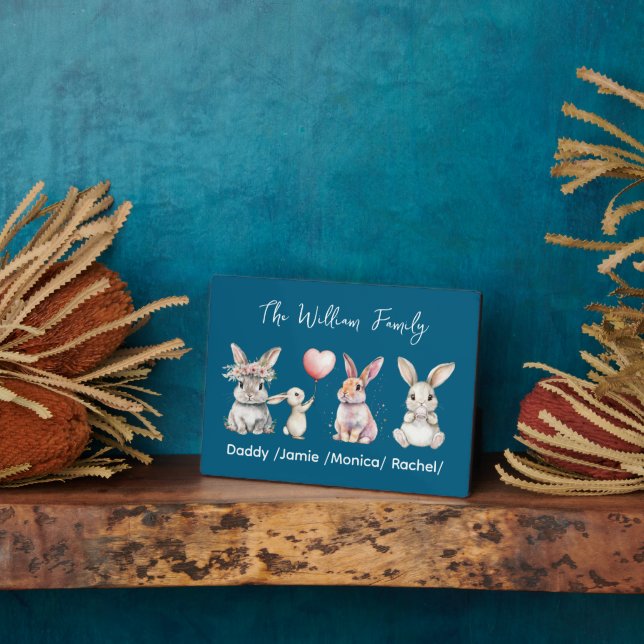 Cute Easter Bunny Family Plaque – Personalized  (Side)