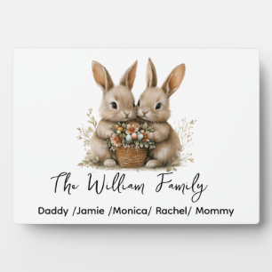 Cute Easter Bunny Family Plaque – Personalized 