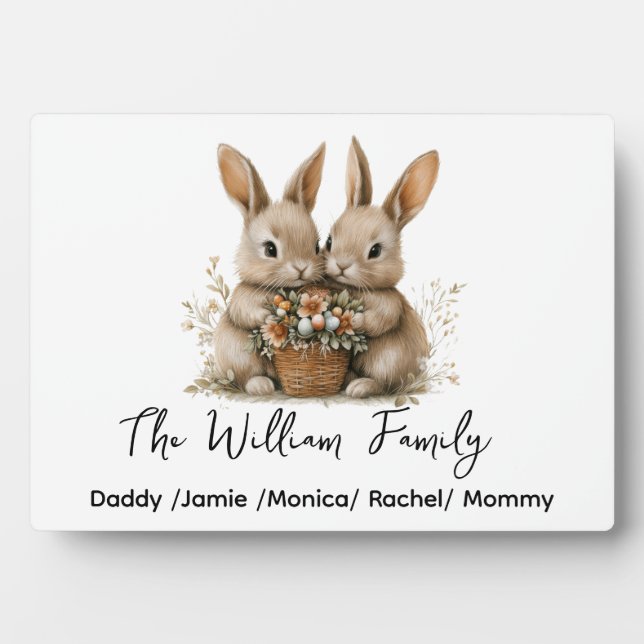 Cute Easter Bunny Family Plaque – Personalized  (Front)