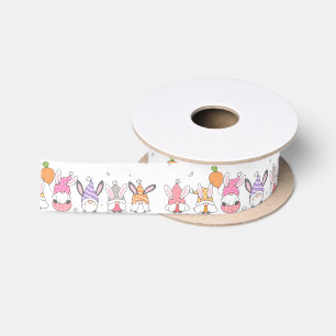 Cute Easter Bunny Gnomes Spring Flowers Eggs Satin Ribbon