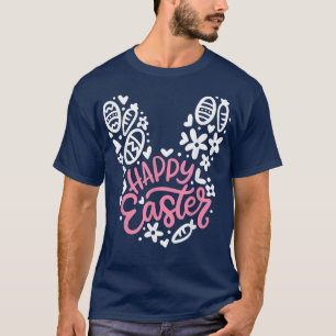 Cute Easter Bunny Happy Easter Day With Hearts Egg T-Shirt