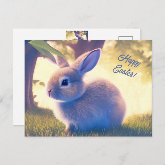 Cute Easter bunny, Happy Easter - personalizable Postcard (Front/Back)