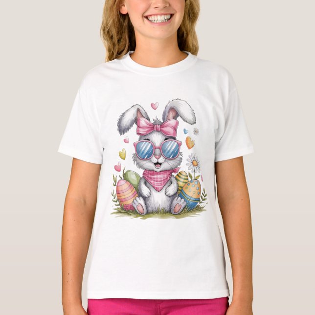 Cute Easter Bunny Hipster Bunny T-Shirt (Front)