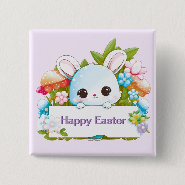 Cute Easter Bunny Holiday   2 Inch Square Button (Front)