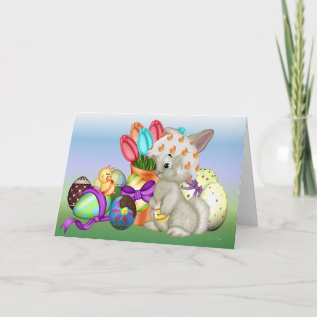 Cute Easter Bunny Holiday Card (Front)