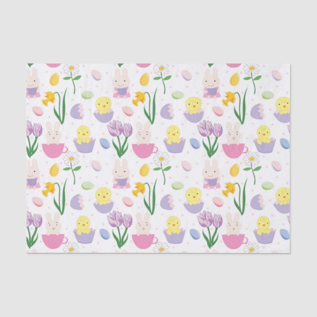Cute Easter bunny Holiday tiled party tissue Paper (Front)
